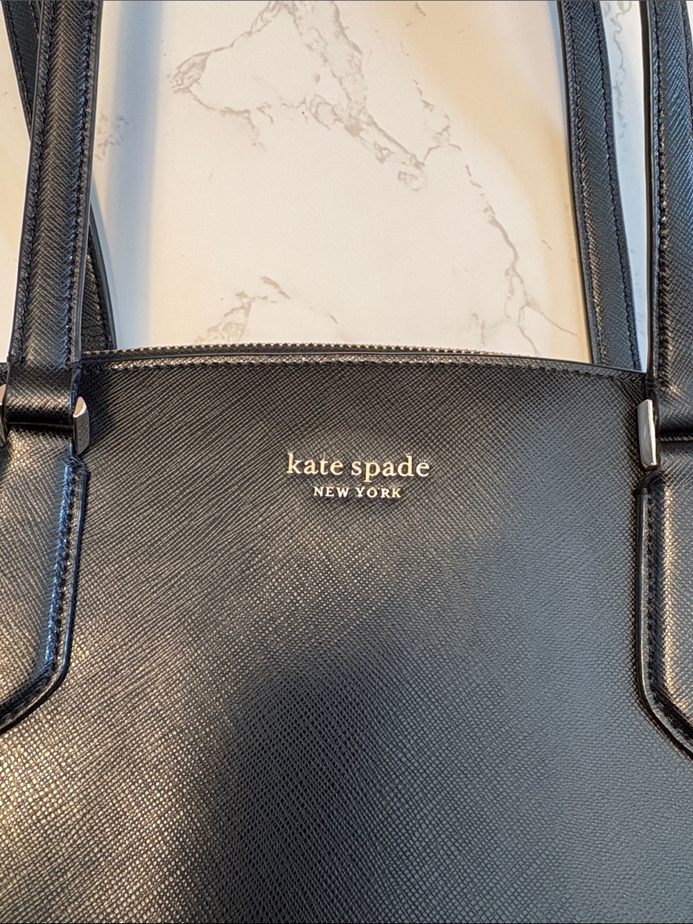 kate spade Black Leather purse bag  “booked large work tote bag” style Pxr00332 - Picture 2 of 15